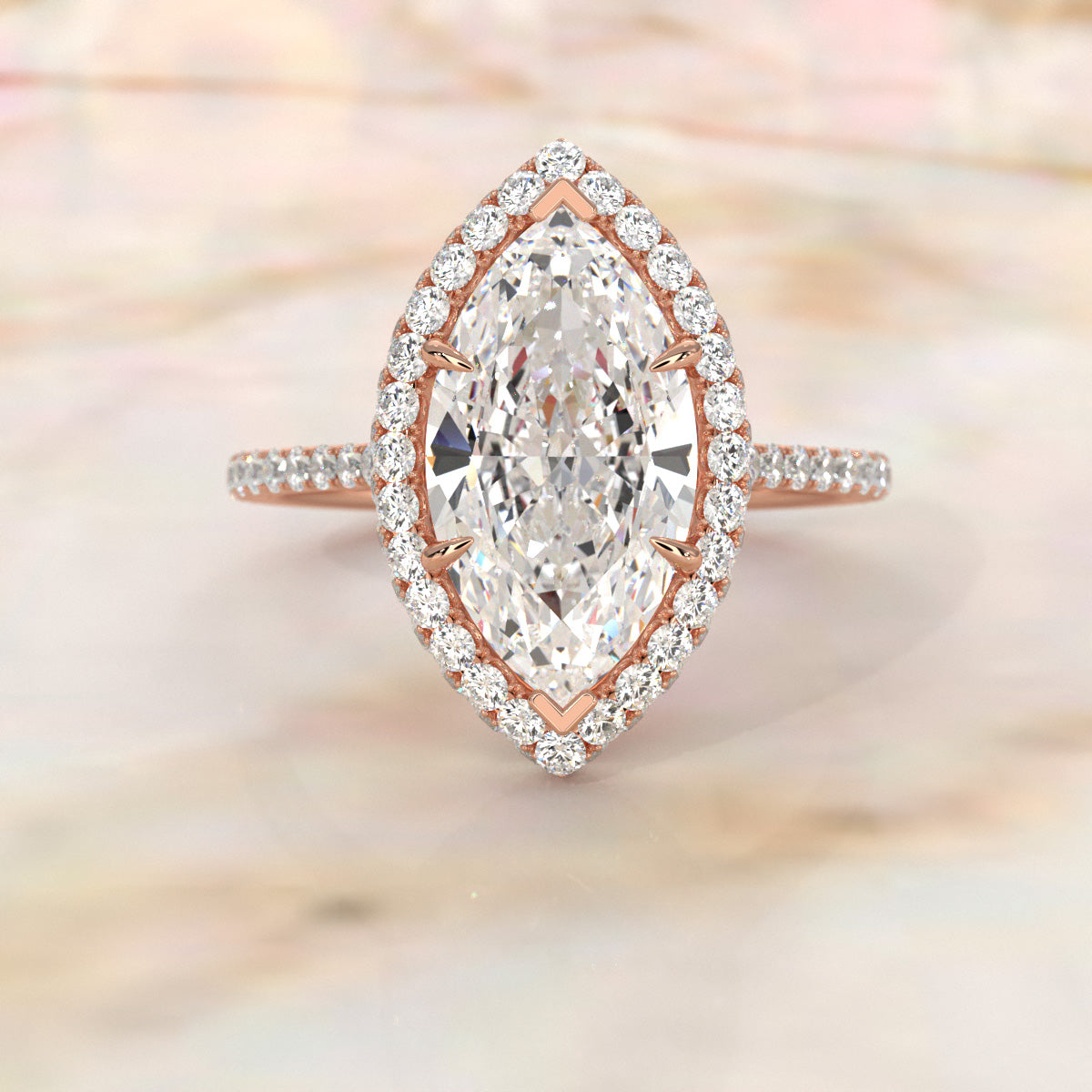 Double Halo Lab Grown Diamond Engagement Ring IGI Certified 2.53 Ctw.